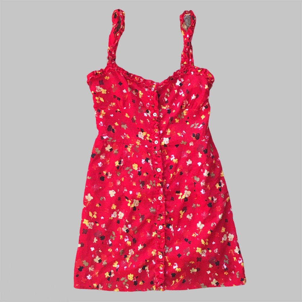 Red Floral Spring Summer Cami Dress